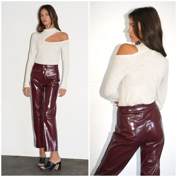 NWT LNA Crinkle Patent Pant in Wine Size L - Picture 1 of 13